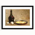 Extra large framed wall art of abstract food dishes in vibrant, textured colors, ideal for living room decor.