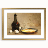 Extra large abstract art print featuring textured food dishes in muted earth tones, framed with a gold mat.