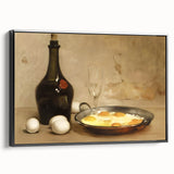 Black and white wall art featuring vintage poster art of various food dishes on a framed canvas, ideal for bedroom decor.
