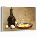 Vintage poster art of colorful food dishes on a framed canvas, ideal for extra large living room wall decor.