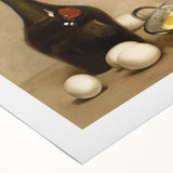 Art deco poster featuring an array of colorful food dishes on rolled canvas, suitable for dining room decor.