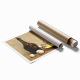 Extra large rolled print featuring a variety of illustrated food dishes in muted earth tones.