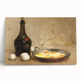 Black and white stretched canvas featuring an array of detailed food dishes, ideal for kitchen wall art.