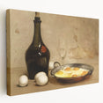 Large stretched canvas featuring an assortment of colorful food dishes, ideal for kitchen wall art.