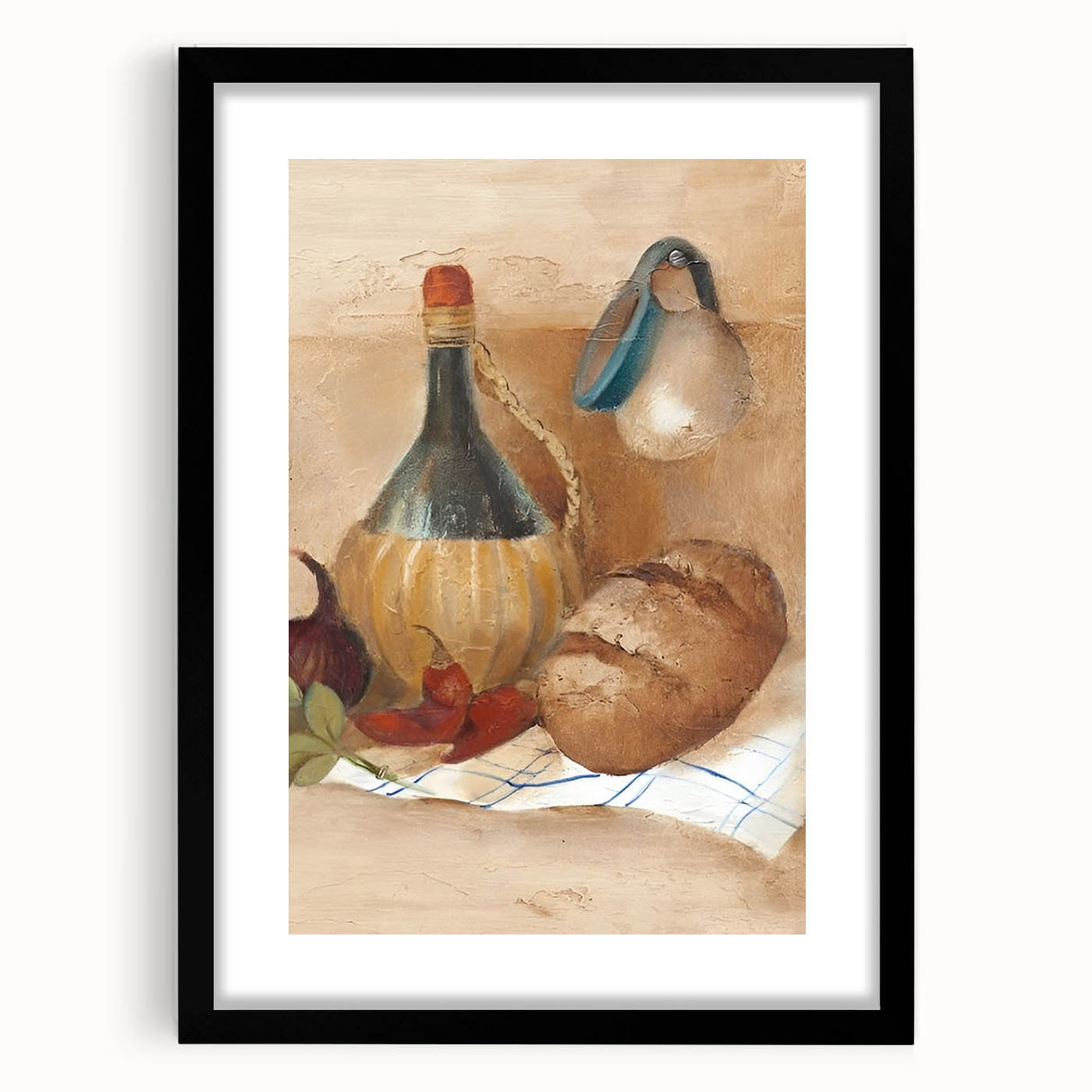 Extra large abstract art print featuring colorful, textured brush strokes on a framed black canvas.