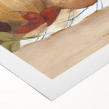 Art deco poster of cocktails in muted beige and teal, printed on rolled canvas, suitable for dining room decor.