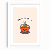 Abstract art print featuring swirling blue and green patterns on a white framed poster, suitable for dining room decor.