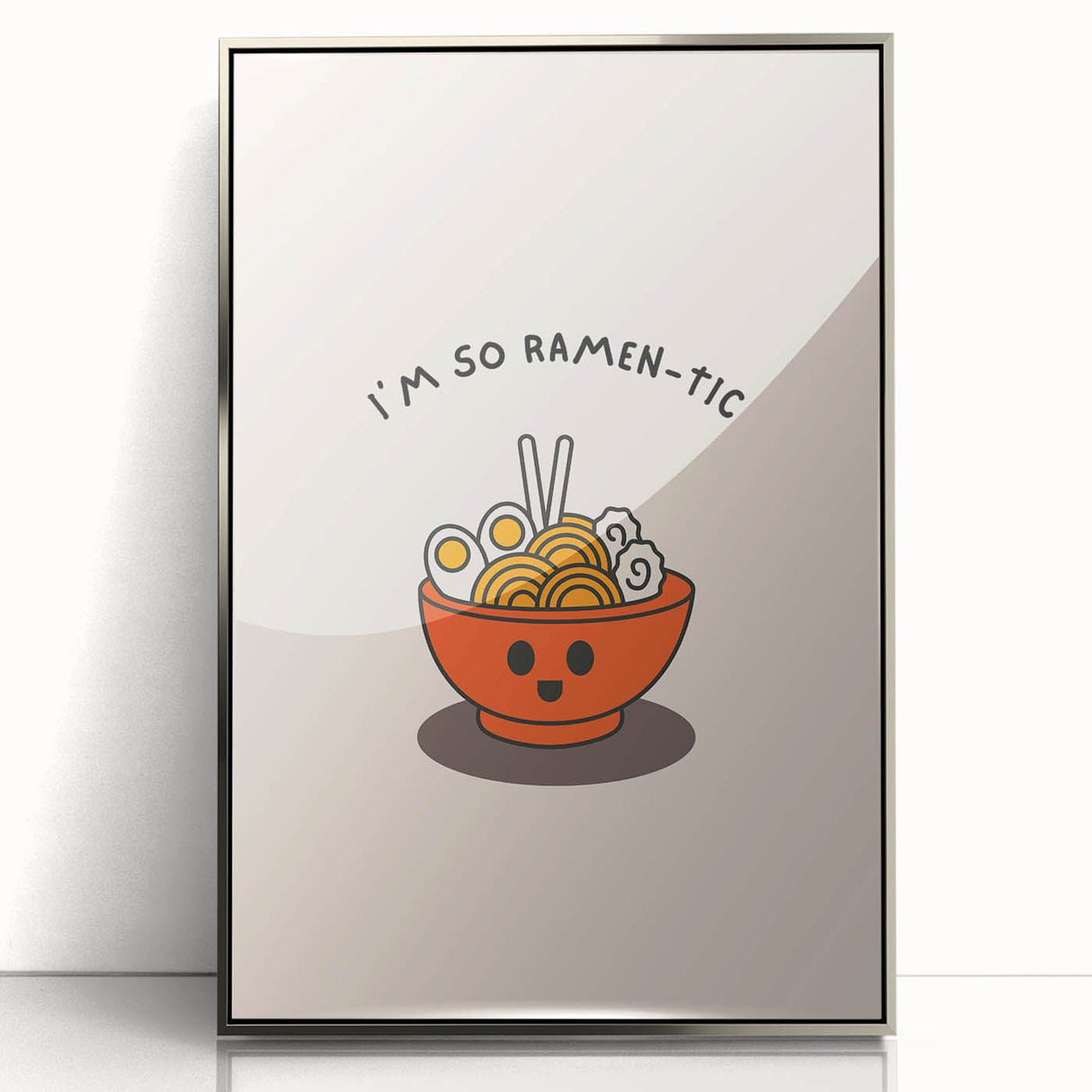 Mid-century modernist art featuring a minimalist food-inspired design in muted colors on a framed acrylic print.