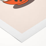 Art deco poster featuring a stylized food illustration in bold red and black on rolled canvas.