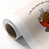 Art Deco style poster featuring stylized food illustrations in vibrant colors on rolled canvas, ideal for dining room decor.