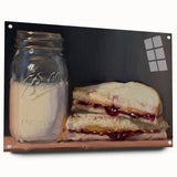 Acrylic print of pastries in soft beige and cream tones, ideal for dining room decor.