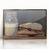 Large art print of assorted pastries in soft pastel tones on a framed acrylic, mid-century modern style.