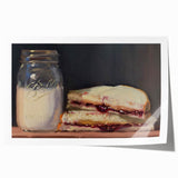 Rolled print of pastries and floral elements in soft pastel tones, ideal for art wall dining room decor.