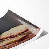 Extra large wall art featuring line art flowers in soft pastel shades on a rolled print.