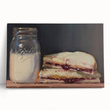 Black and white photo of assorted pastries on a stretched canvas, ideal for kitchen wall art.