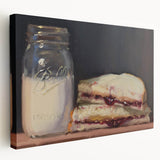 Large wall art on stretched canvas featuring an array of colorful pastries, ideal for kitchen decor.