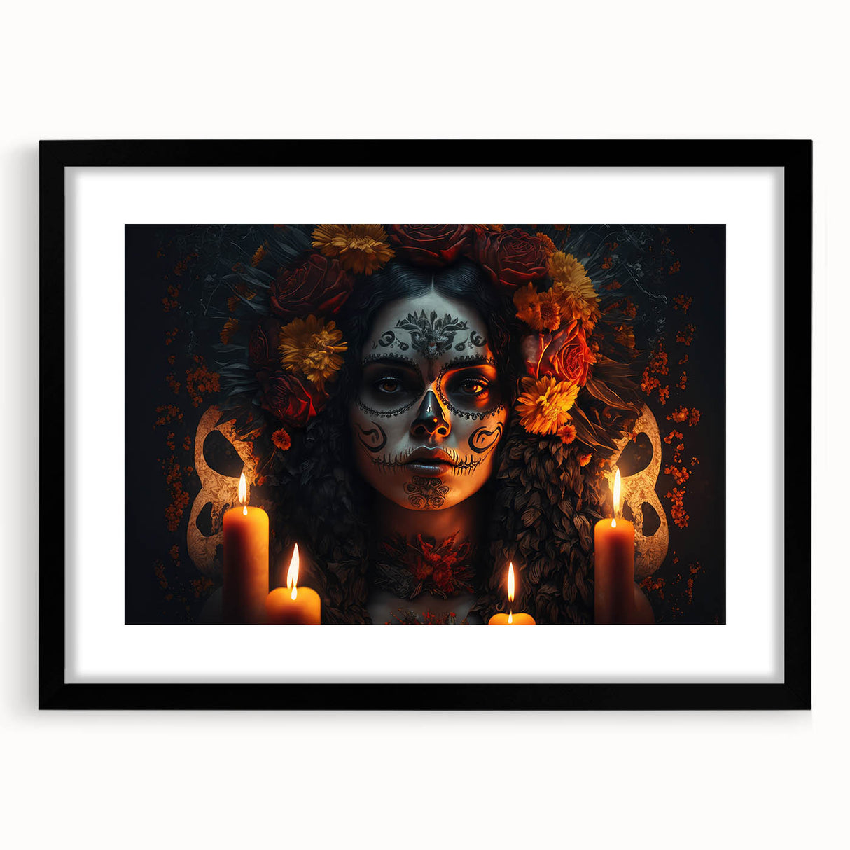 Candlelit Catrina Portrait – Día de los Muertos Wall Art