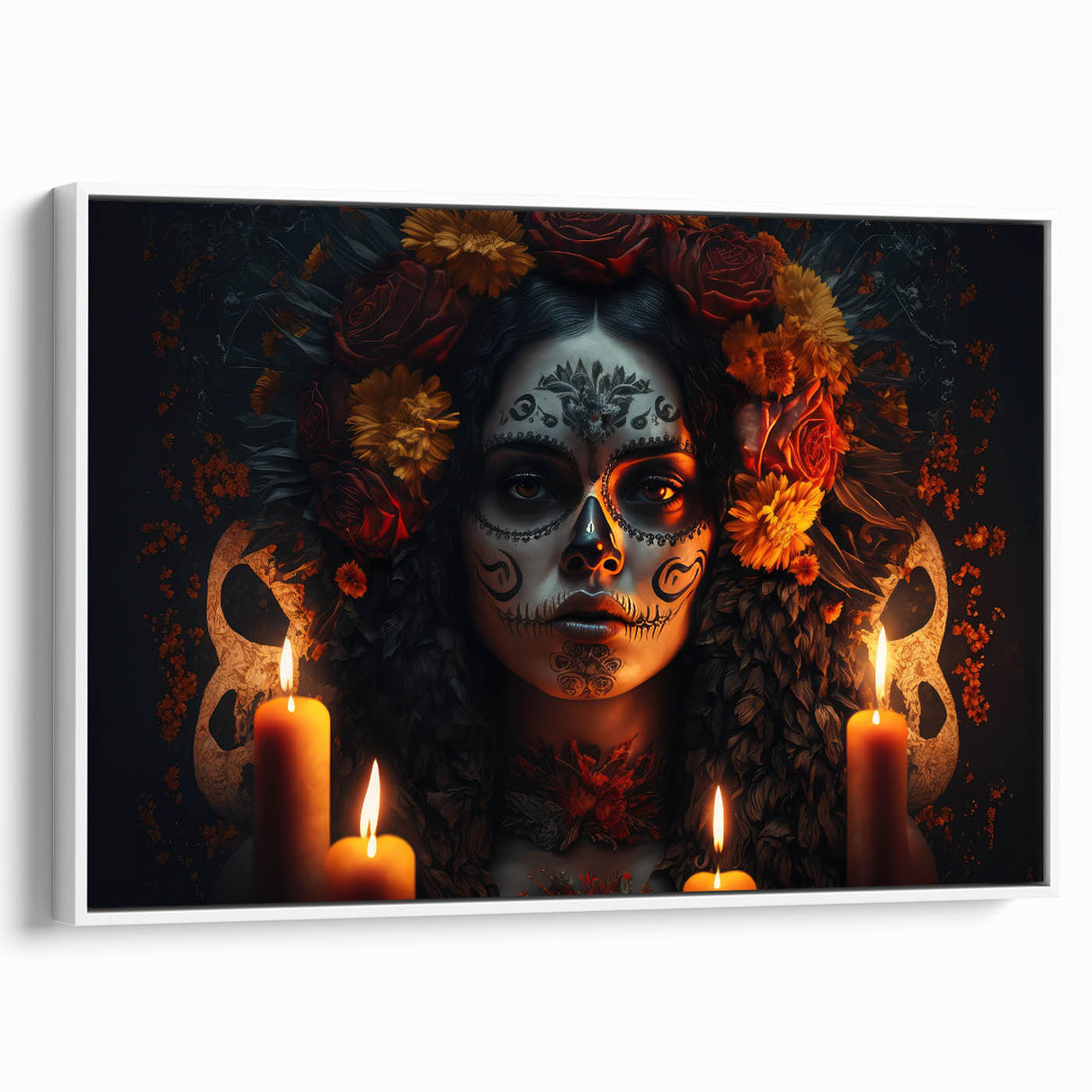 Candlelit Catrina Portrait – Día de los Muertos Wall Art