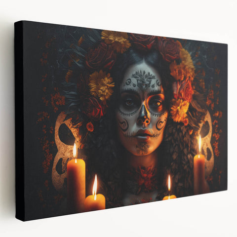 Candlelit Catrina Portrait – Día de los Muertos Wall Art