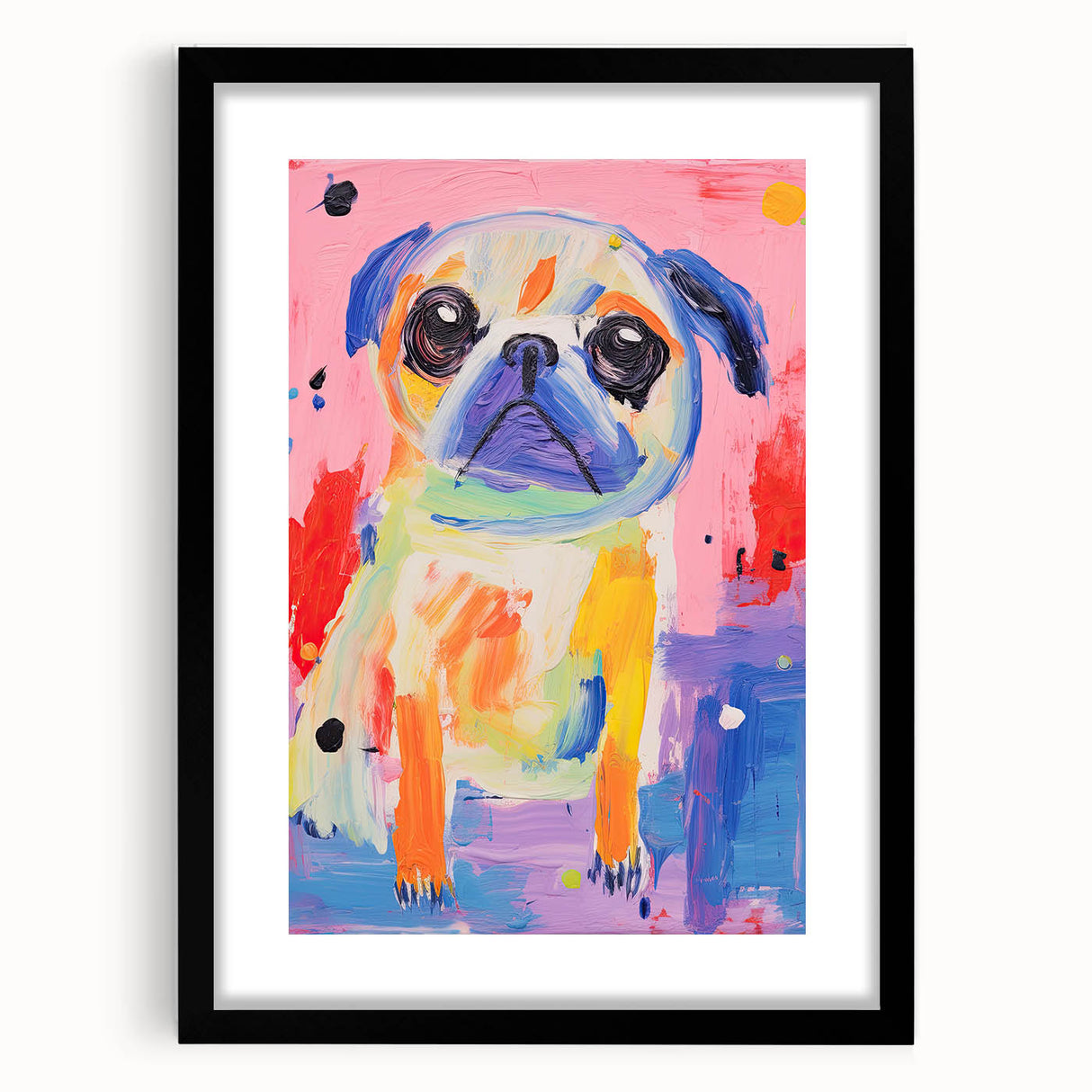 Colorful Kids Room Wall Art – Playful Pug Nursery Wall Art Print