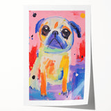 Colorful Kids Room Wall Art – Playful Pug Nursery Wall Art Print