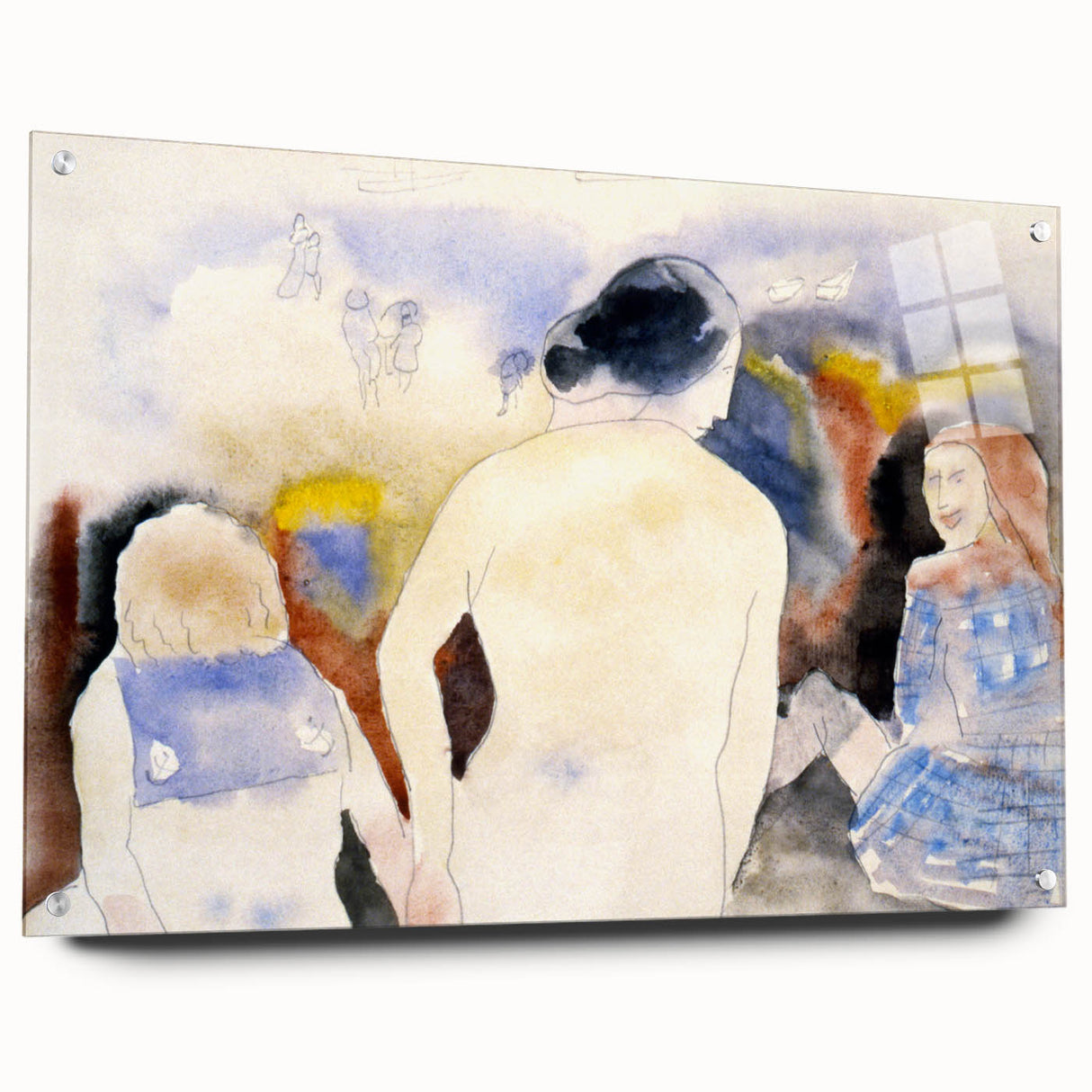 Modern Watercolor Family Scene - Soft Art Print of Figures by Charles Demuth
