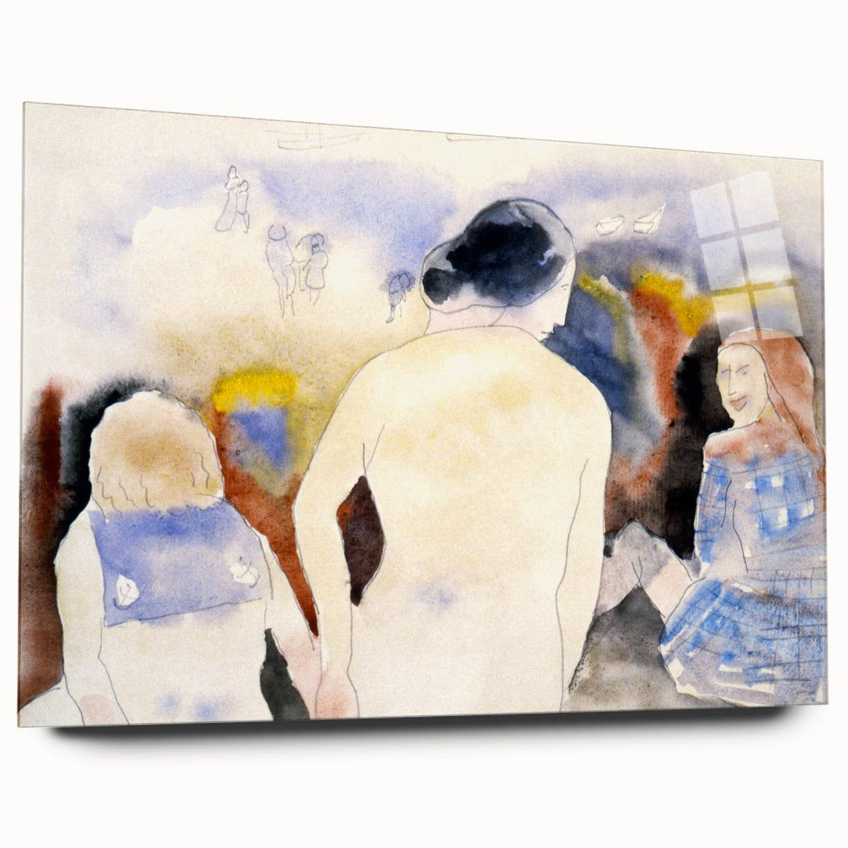 Modern Watercolor Family Scene - Soft Art Print of Figures by Charles Demuth