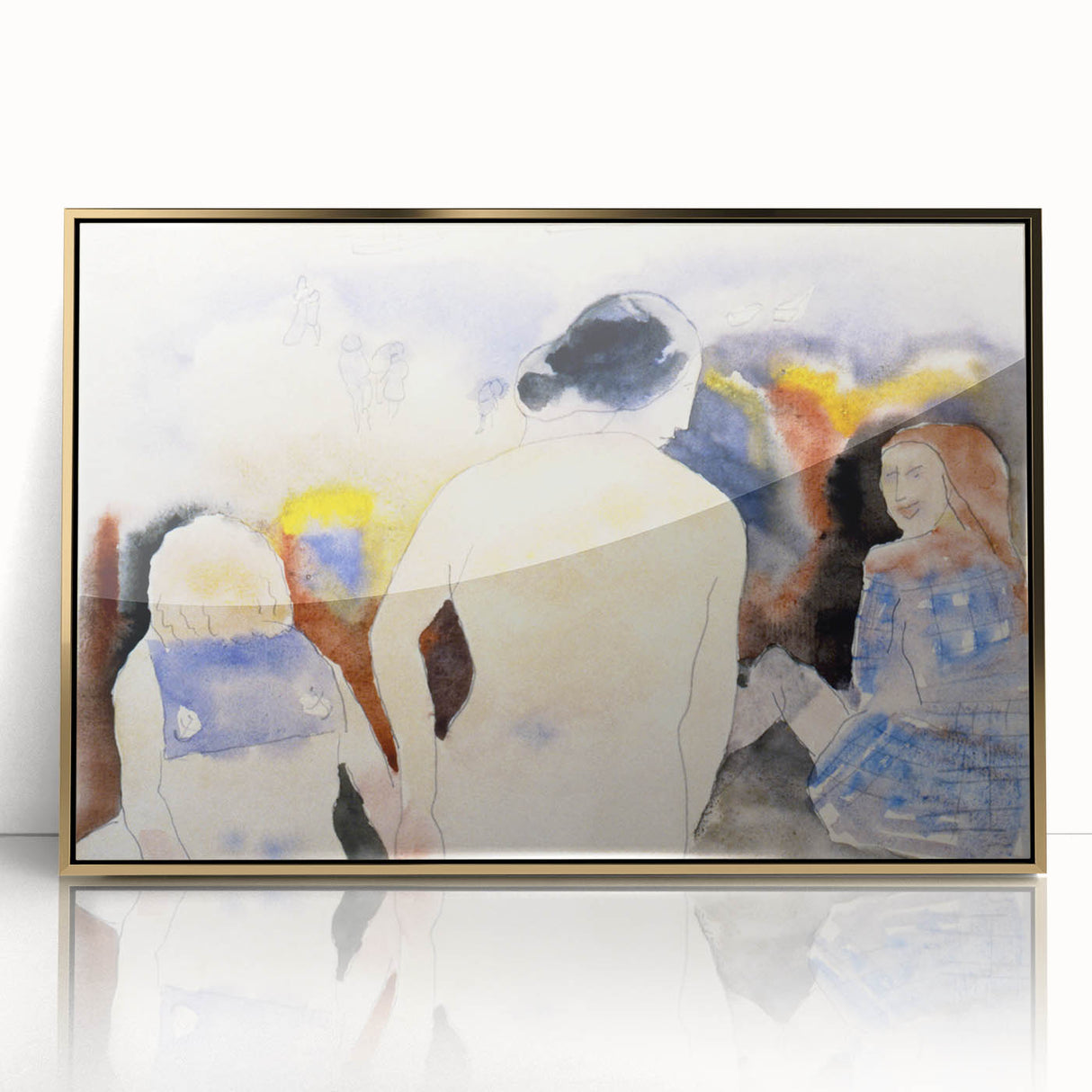 Modern Watercolor Family Scene - Soft Art Print of Figures by Charles Demuth