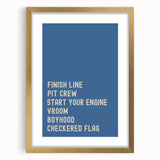 Motivational Typography Racing Poster – Modern Car Quotes on Canvas