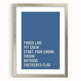 Motivational Typography Racing Poster – Modern Car Quotes on Canvas