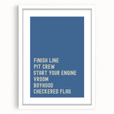 Motivational Typography Racing Poster – Modern Car Quotes on Canvas