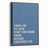 Motivational Typography Racing Poster – Modern Car Quotes on Canvas