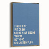 Motivational Typography Racing Poster – Modern Car Quotes on Canvas