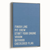 Motivational Typography Racing Poster – Modern Car Quotes on Canvas