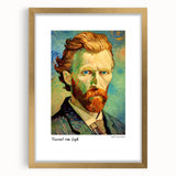 Extra large abstract art print of an impressionistic scene with textured brush strokes in vibrant hues, framed in gold.