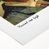 Art deco poster featuring a vibrant, impressionist style street scene on a rolled canvas, ideal for dining room decor.