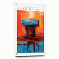 Large abstract wall art by Mark Rothko in muted reds and oranges on acrylic glass, suitable for bedroom or dining room decor.