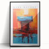 Large abstract wall art by Mark Rothko, featuring vibrant red and orange tones on a framed acrylic.
