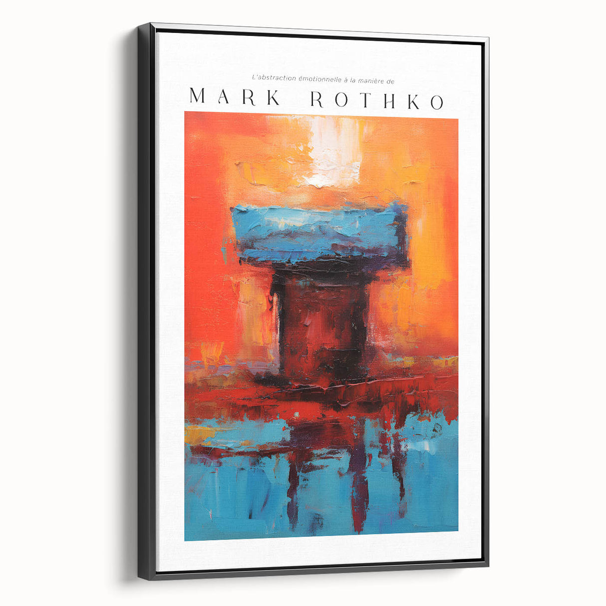 Black and white abstract landscape art painting on framed canvas, suited for bedroom wall decor.