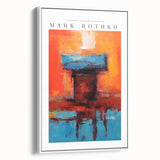Extra large vintage poster art of a Rothko-inspired abstract design in vibrant colors on framed canvas.