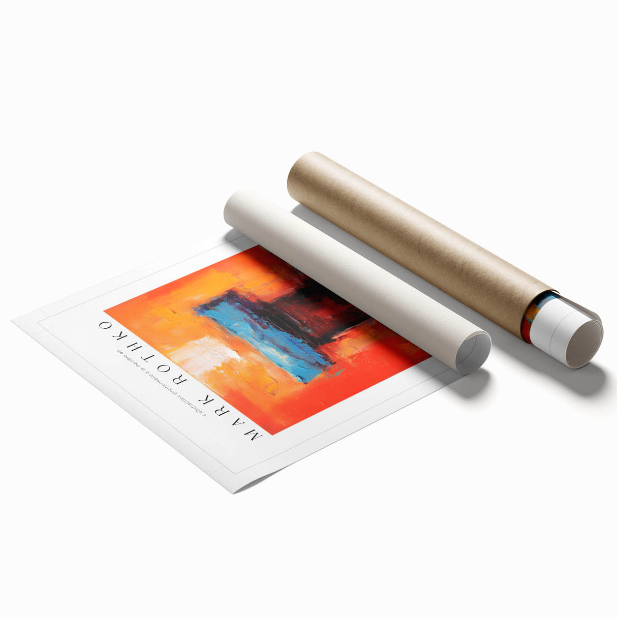 Extra large rolled print featuring multicolored floral art in Rothko-inspired abstract style.