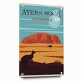Ayers Rock Retro Travel Poster | Uluru Desert Landscape Art