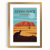Ayers Rock Retro Travel Poster | Uluru Desert Landscape Art