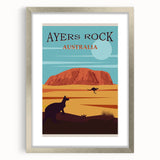 Ayers Rock Retro Travel Poster | Uluru Desert Landscape Art