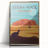 Ayers Rock Retro Travel Poster | Uluru Desert Landscape Art