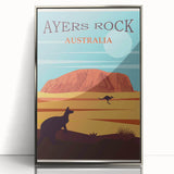 Ayers Rock Retro Travel Poster | Uluru Desert Landscape Art