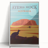 Ayers Rock Retro Travel Poster | Uluru Desert Landscape Art