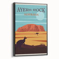 Ayers Rock Retro Travel Poster | Uluru Desert Landscape Art