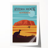 Ayers Rock Retro Travel Poster | Uluru Desert Landscape Art