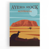 Ayers Rock Retro Travel Poster | Uluru Desert Landscape Art